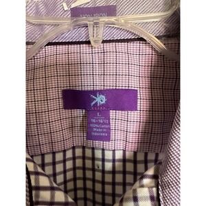 Egara Long Non Iron Sleeve Button Shirt Mens L‎ Flip Cuff Purple Checked